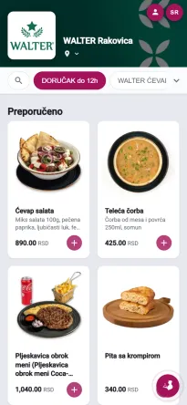 Digitalni meni lokala Walter na eMeni-ju